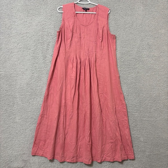 TravelSmith Dresses & Skirts - Breathable Linen Blend Midi Dress 1X Sleeveless Summer Vacation Side Zip Travel